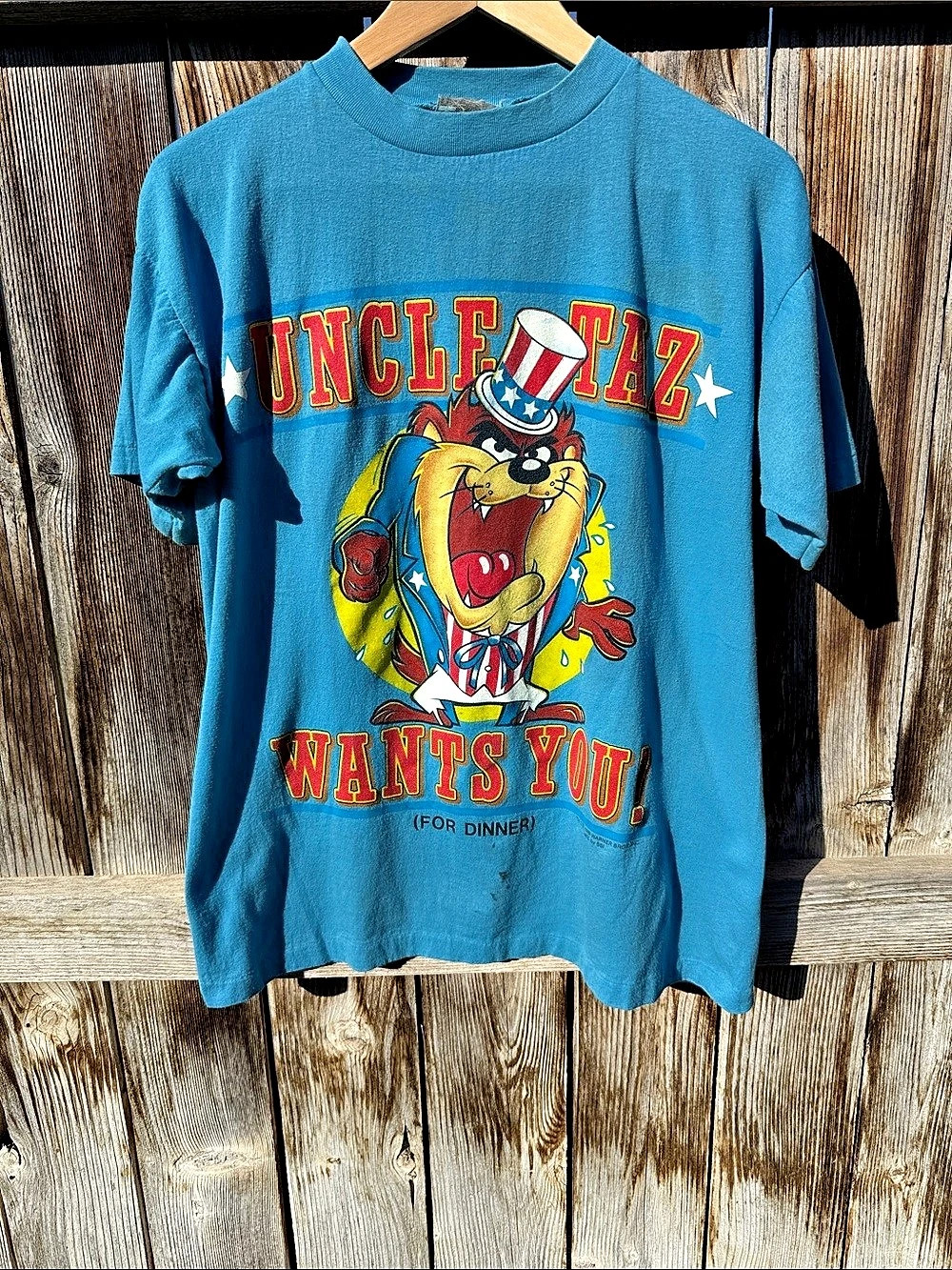 Warner Bros Tasmanian Devil 1989 graphic tee Graphic Tee Blue Large